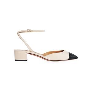 New Aquazzura French Flirt Leather Block Heel Pumps Tan Black Cap 38 / 7.5 $825